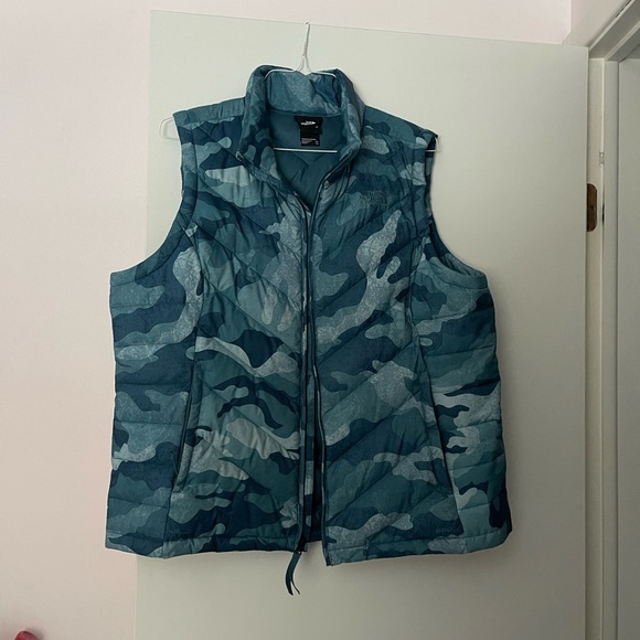 The North Face blue camo vest